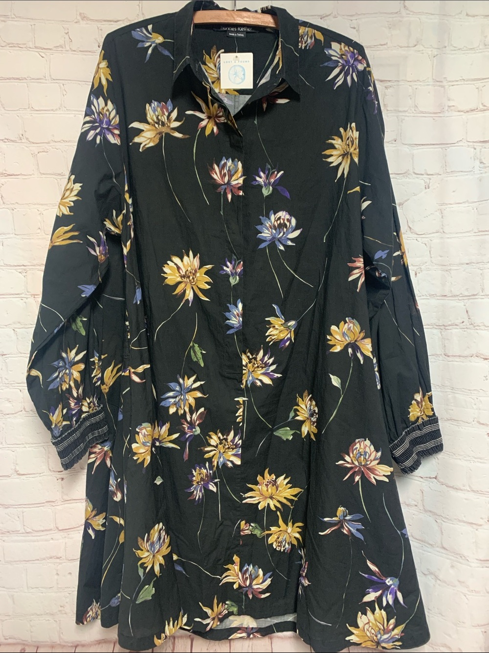 NEW RARE Hannes Roether Koshka Black Floral Dress Size L 48” - Picture 2 of 9